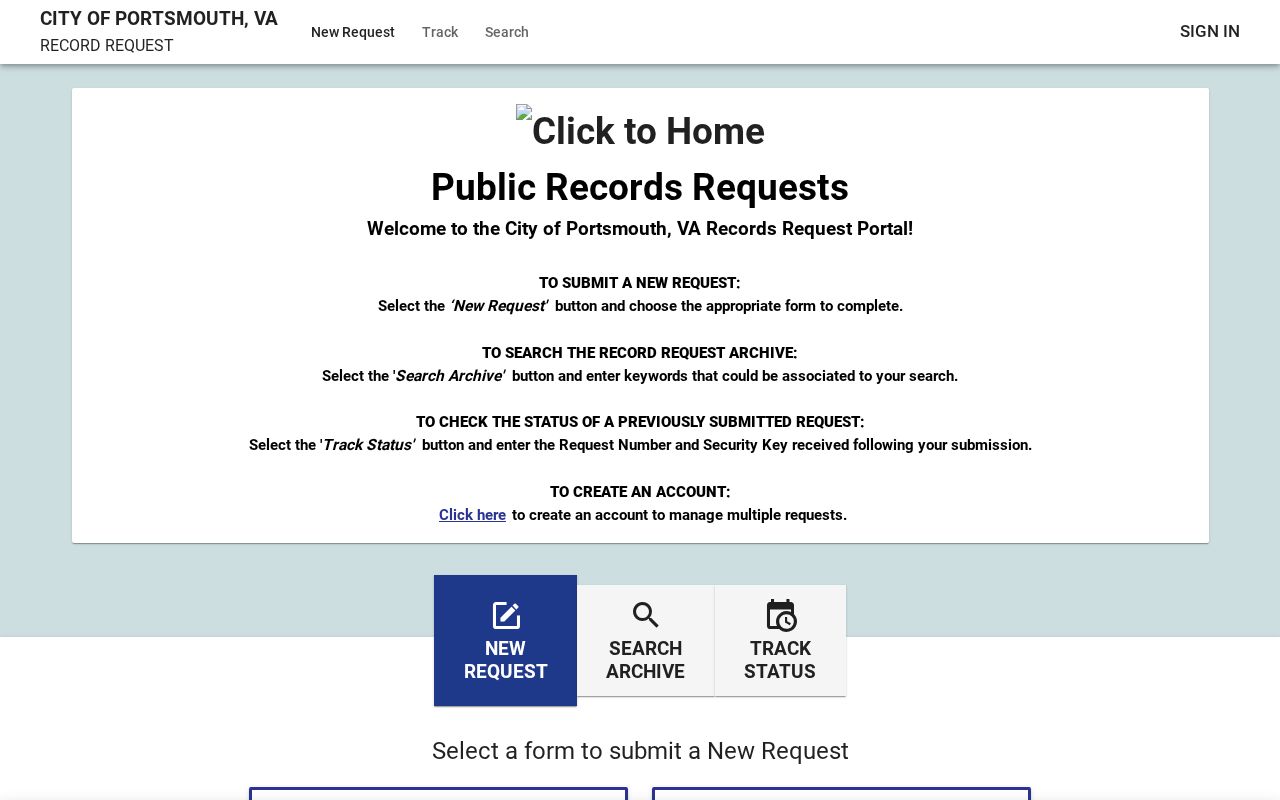 Portsmouth JustFOIA public records request portal