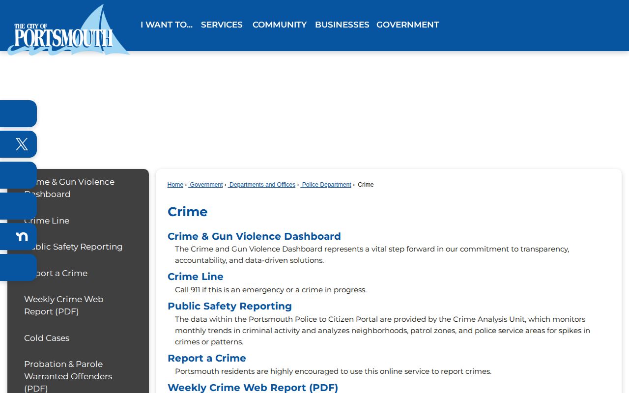 Portsmouth PPD public-safety and crime-record resource hub